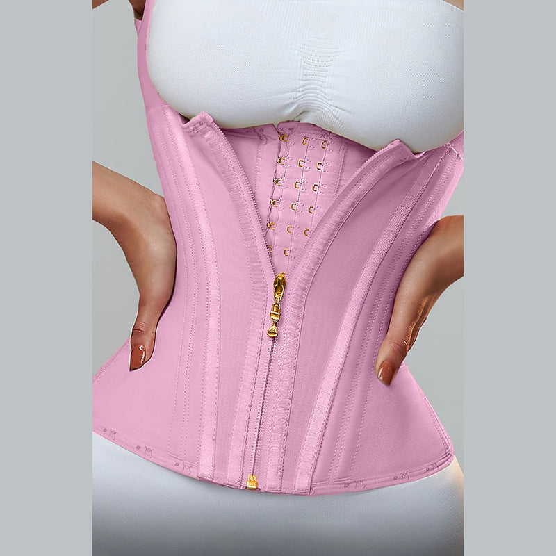 Corset Dupla Compressão Para Cintura E Barriga Plana Com Gancho-olhos Com Osso - Aifeli - Loja para todas as mulheres