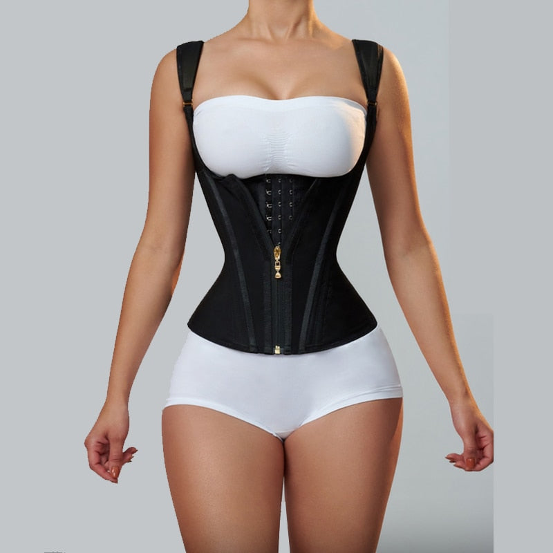 Corset Dupla Compressão Para Cintura E Barriga Plana Com Gancho-olhos Com Osso - Aifeli - Loja para todas as mulheres