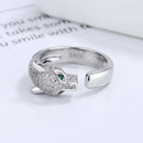 Anel De Prata Esterlina Charme Cristal Leopardo