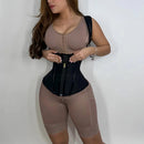 Corset Modelador Alta Compressão Com Ossos Zíper Ajustável e Olhos de Gancho Barriga Plana