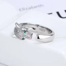 Anel De Prata Esterlina Charme Cristal Leopardo