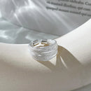 Anel feminino vintage multilinhas, exclusivo, ajustável,