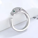 Anel De Prata Esterlina Charme Cristal Leopardo