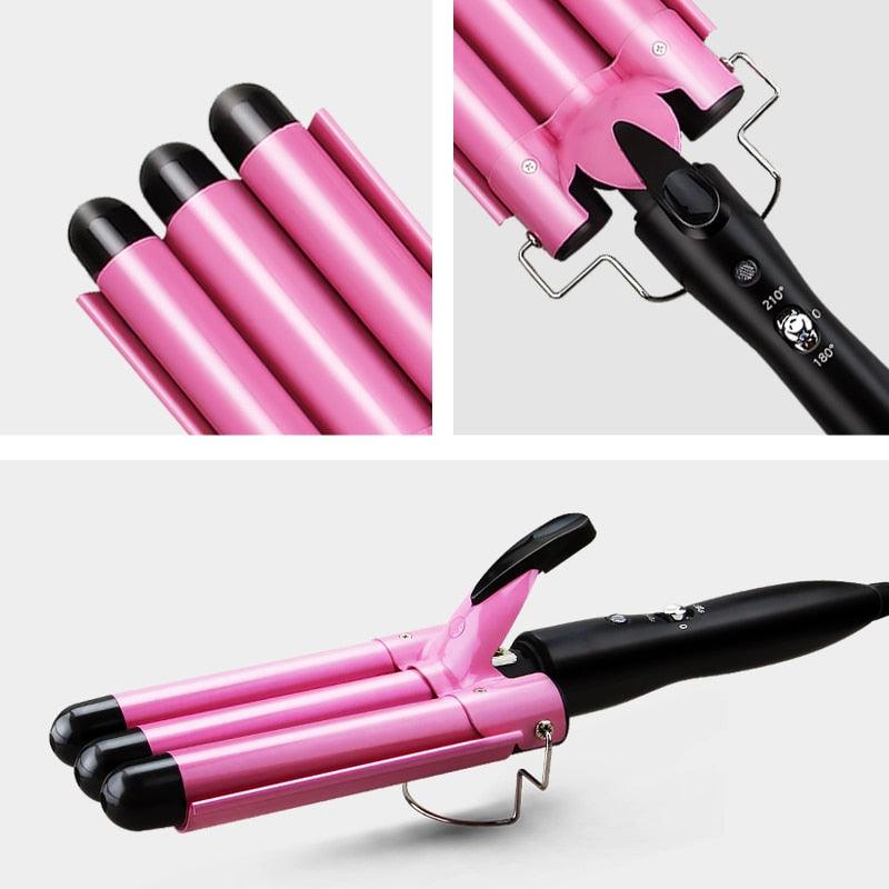 Modelador de Cabelo de Ondulação Três Tubos Elétrico Tri Ondas Profissional 110V Chapinha Prancha - Aifeli - Loja para todas as mulheres