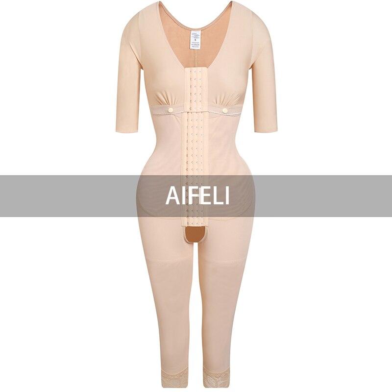 Bodysuit Modelador Controle De Barriga Com Sutiã E Mangas - Aifeli - Loja para todas as mulheres