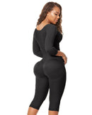 Bodysuit Modelador Suporte De Mama Zíper Lateral Manga Longa Barriga Controle Longo - Aifeli - Loja para todas as mulheres