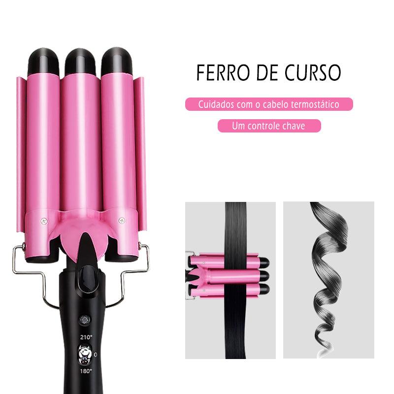 Modelador de Cabelo de Ondulação Três Tubos Elétrico Tri Ondas Profissional 110V Chapinha Prancha - Aifeli - Loja para todas as mulheres