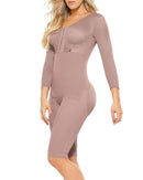 Bodysuit Modelador Suporte De Mama Zíper Lateral Manga Longa Barriga Controle Longo - Aifeli - Loja para todas as mulheres