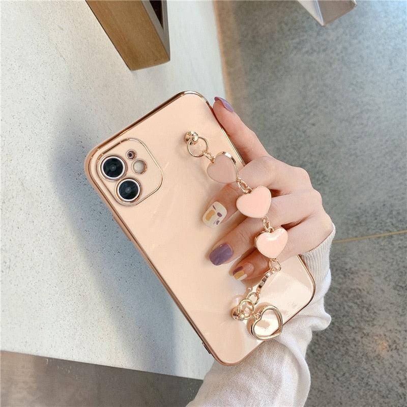 Capa Antiqueda De Luxo E Suporte Decorado Em Coração Para iPhone - Aifeli - Loja para todas as mulheres