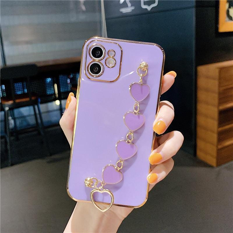 Capa Antiqueda De Luxo E Suporte Decorado Em Coração Para iPhone - Aifeli - Loja para todas as mulheres
