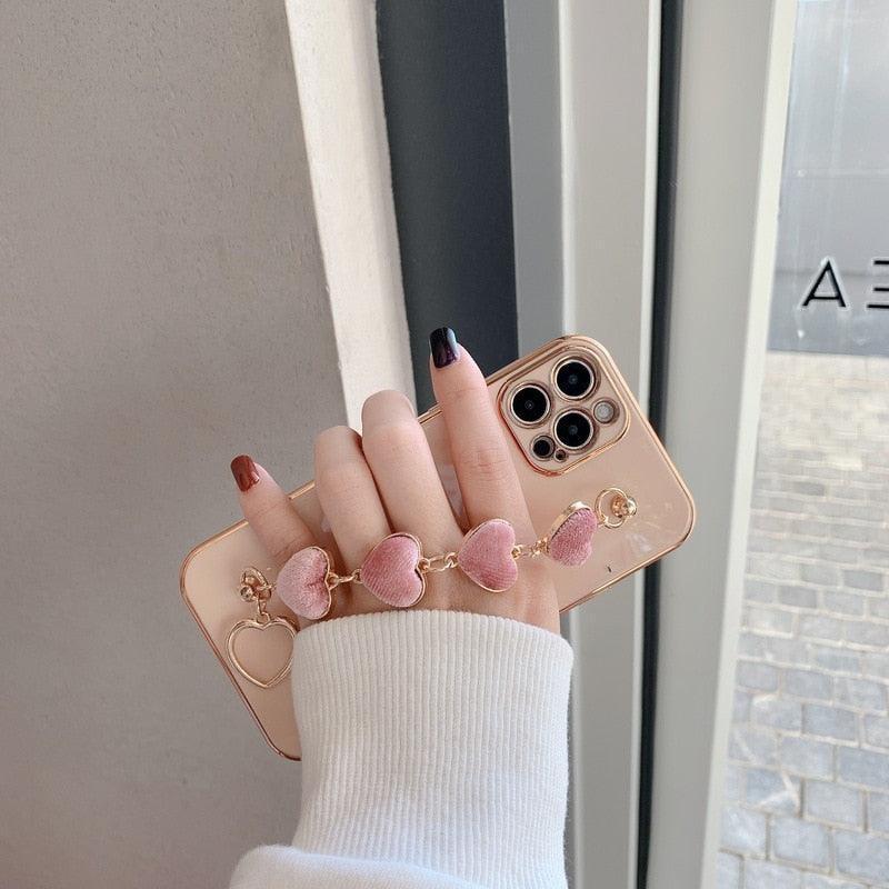 Capa Antiqueda De Luxo E Suporte Decorado Em Coração Para iPhone - Aifeli - Loja para todas as mulheres