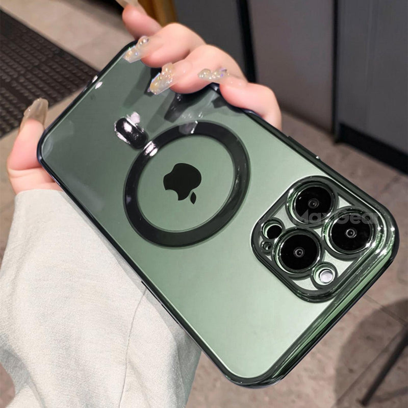 Capa De Luxo Transparente Magsafe Com Borda Colorida Para iPhone - Aifeli - Loja para todas as mulheres