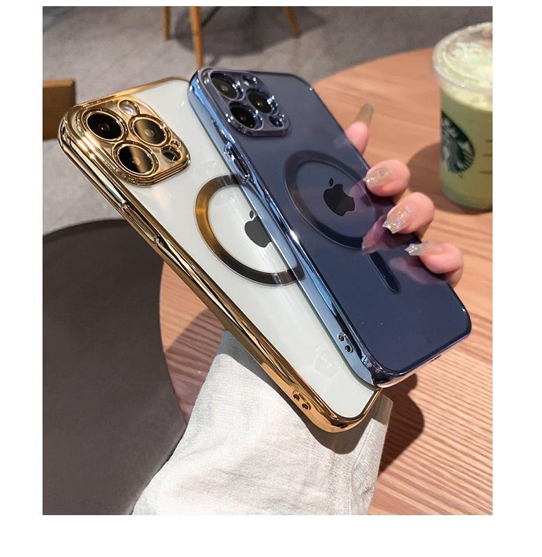 Capa De Luxo Transparente Magsafe Com Borda Colorida Para iPhone - Aifeli - Loja para todas as mulheres