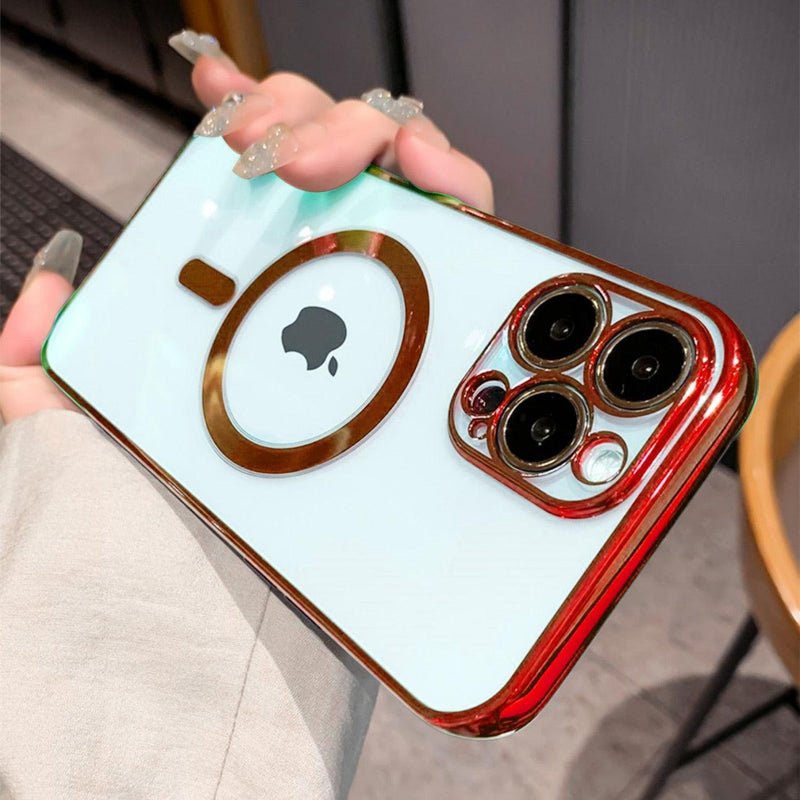 Capa De Luxo Transparente Magsafe Com Borda Colorida Para iPhone - Aifeli - Loja para todas as mulheres