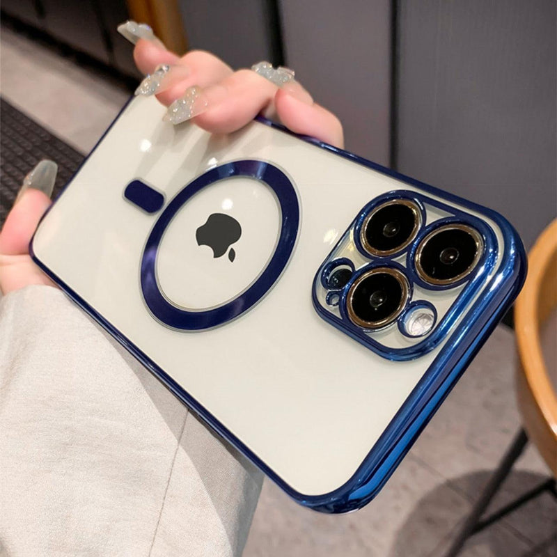 Capa De Luxo Transparente Magsafe Com Borda Colorida Para iPhone - Aifeli - Loja para todas as mulheres