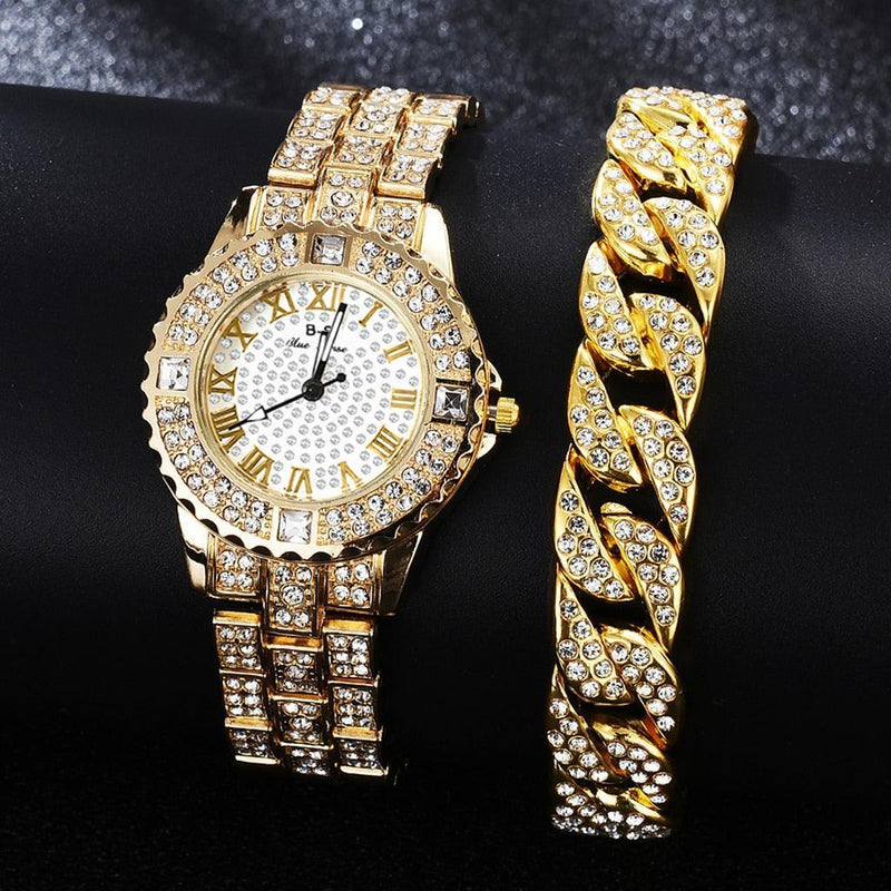 Relógio de Luxo Diamond Lux + Pulseira Cravejada em Zircônia - Aifeli - Loja para todas as mulheres